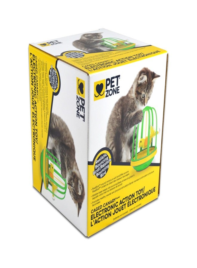 بت زون لعبة قطط إلكترونية على شكل كناري داخل قفص من بيت زون، تصدر صوت طائر حقيقي، عبوة من قطعة واحدة - Image 2